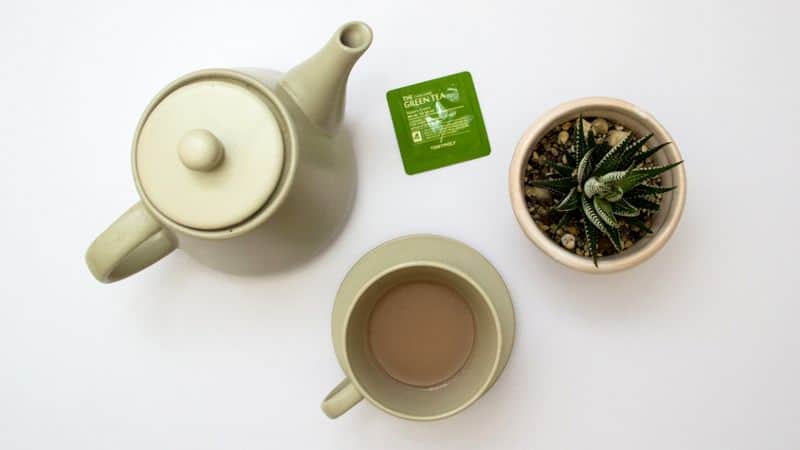 teapot and green tea