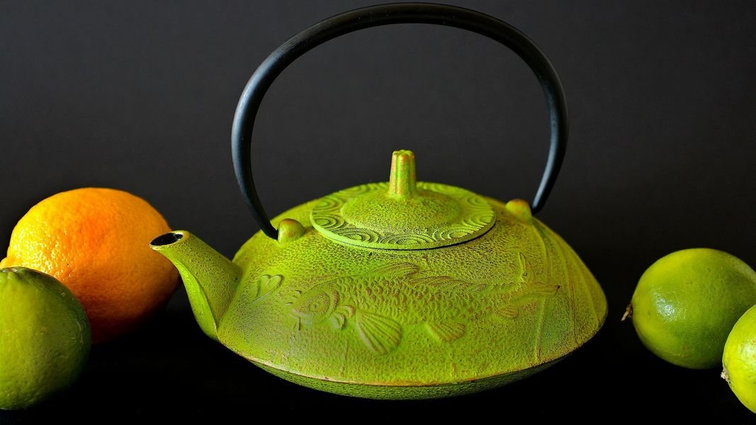 green japanese teapot