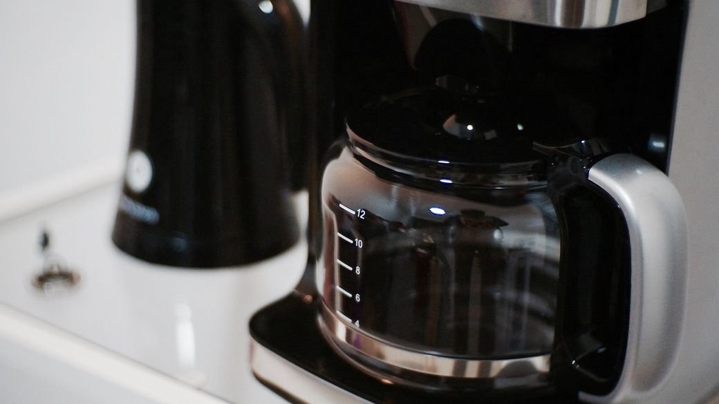 A coffee maker heating water