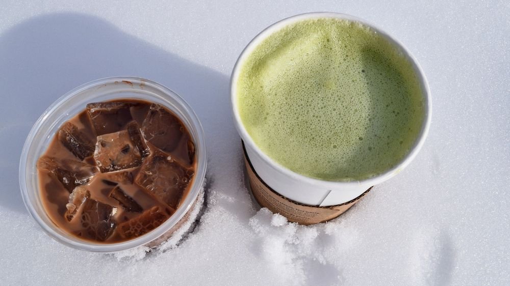 Coffee and matcha green tea