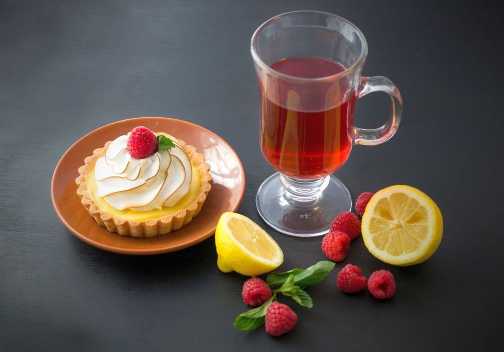 Sweet cupcake served with tea