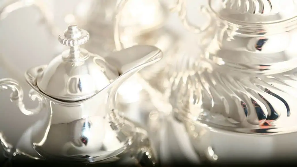shiny silver teapot