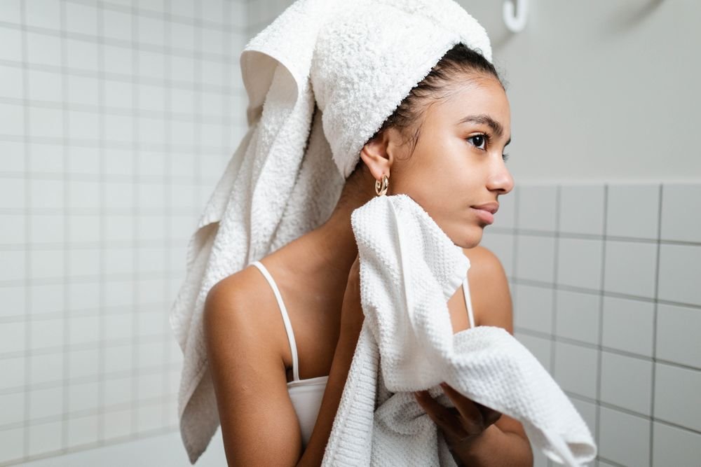 woman with healthy skin from matcha