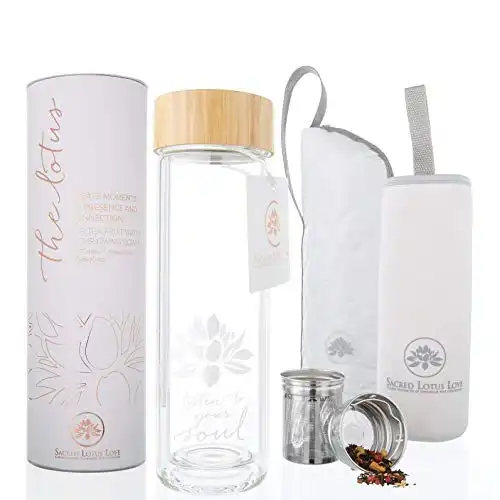 The Lotus Glass Tea Tumbler with Strainer