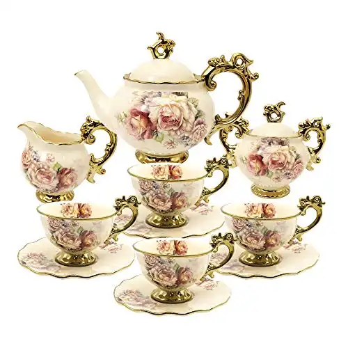 Fanquare Vintage Floral British Porcelain Tea Set