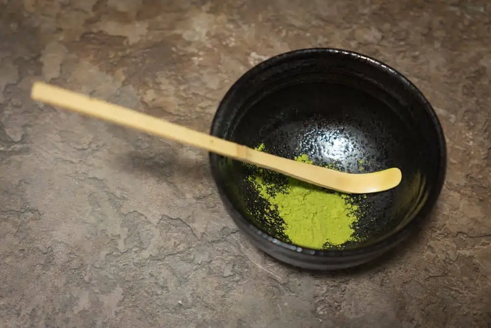 matcha green tea powder in bowl