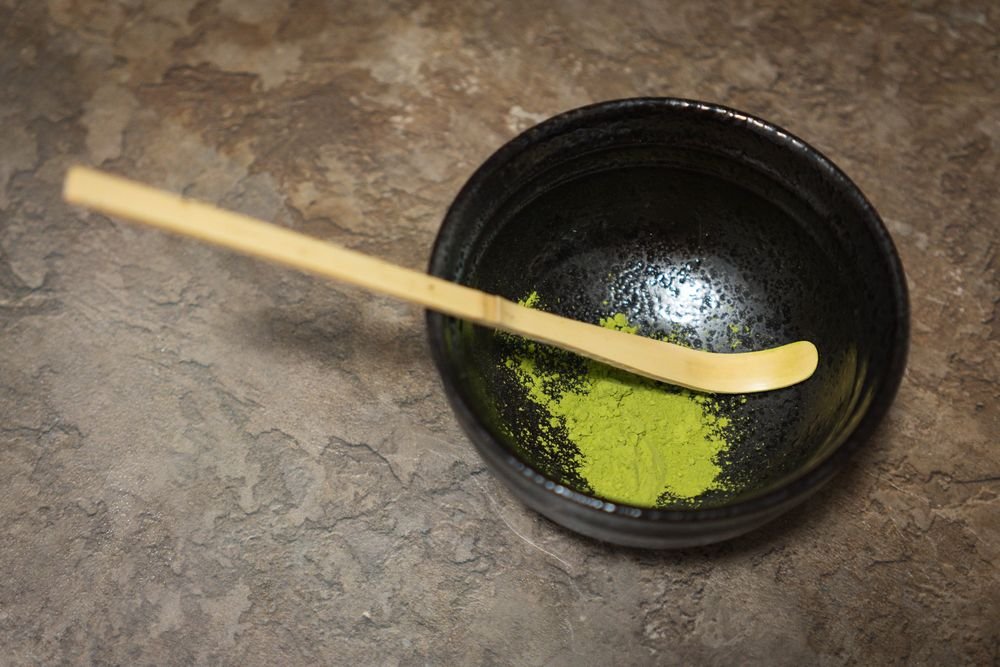 matcha powder ready for mixing