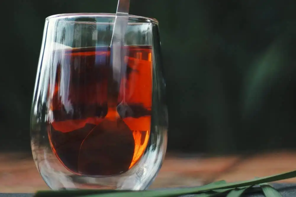 glass of red rooibos tea