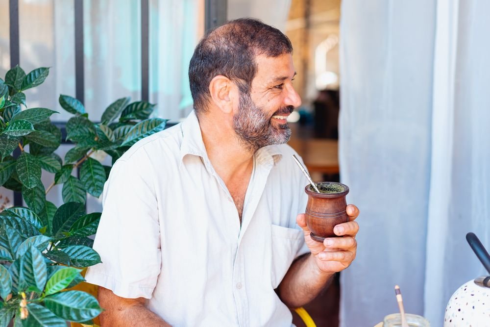 man drinking yerba mate