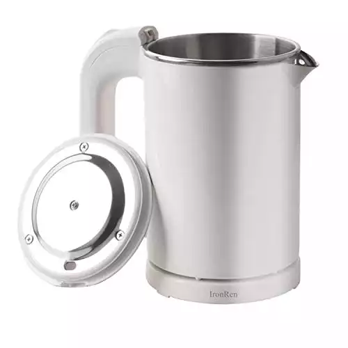 Ann Katy MINI Electric Tea Kettle, 0.8L Portable Travel Hot Water Boiler  Stainless Steel,Low Power Cordles Mini Electric Coffee Kettle Auto