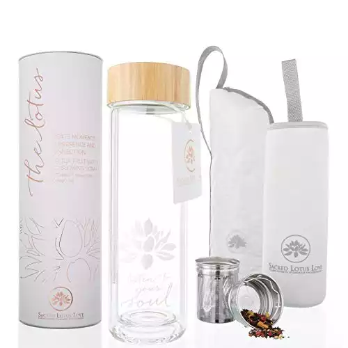 The Lotus Glass Tea Tumbler with Strainer