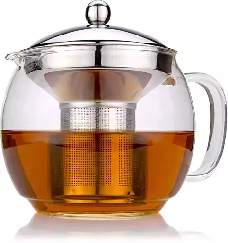 Cozyna Glass Teapot with Infuser for Blooming and Loose Leaf Tea