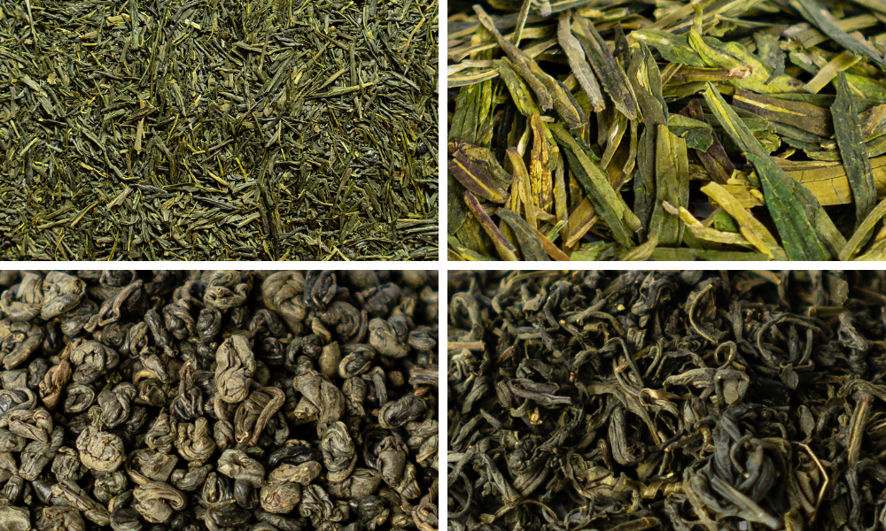 different types of green tea leaves